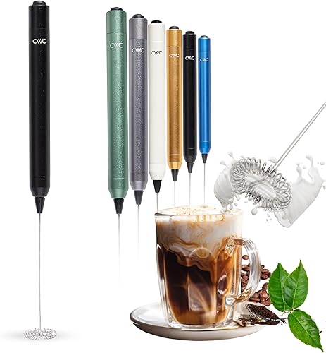 Cook with Color Espumador de leche de mano  Mezclador eléctrico portátil de bebidas, espumador de café, licuadora de mano, mini cafetera de frappe y