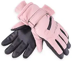 Luvas de neve de inverno para mulheres, luvas de esqui repelentes à água para tela sensível ao toque, luvas quentes com bolso