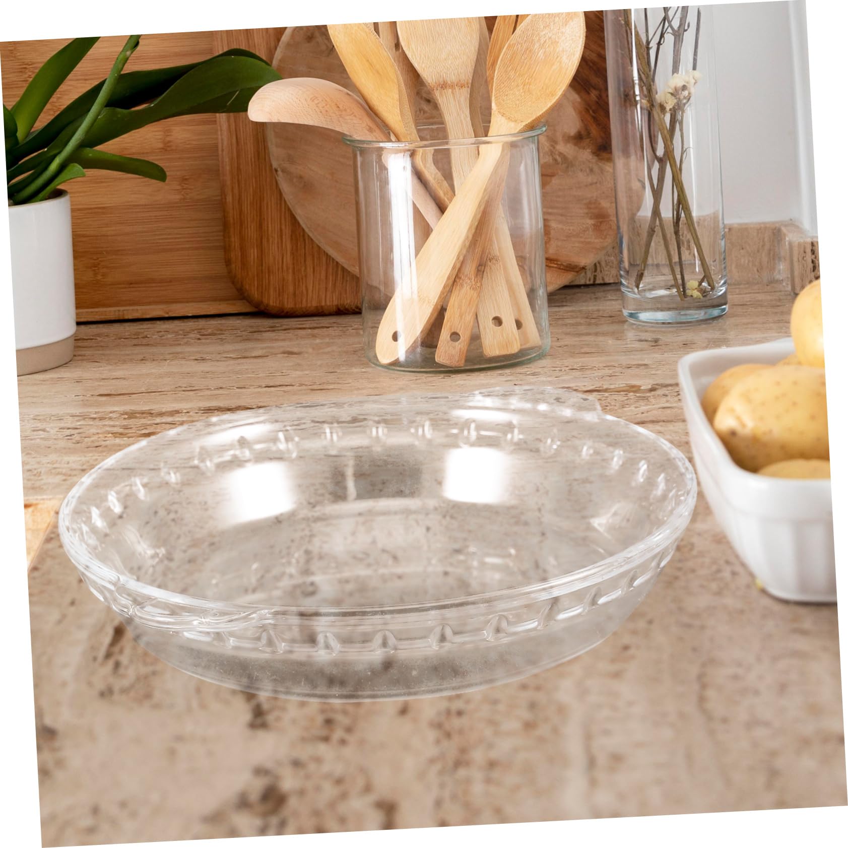 Couvercle Micro-ondes en Verre Trempé 10 Transparent Double Poignée, pour Cuisson Vapeur et Protection les Éclaboussures