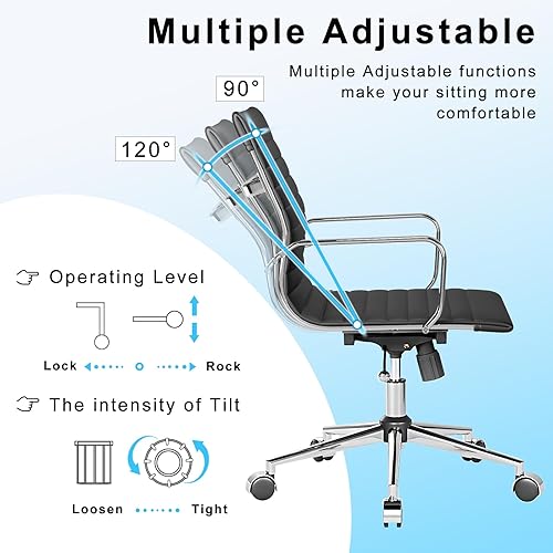 Miniatura 33 de Silla de oficina giratoria con reposabrazos y ruedas, cómodo asiento ajustable para juegos para adultos, silla de trabajo resistente para oficina en