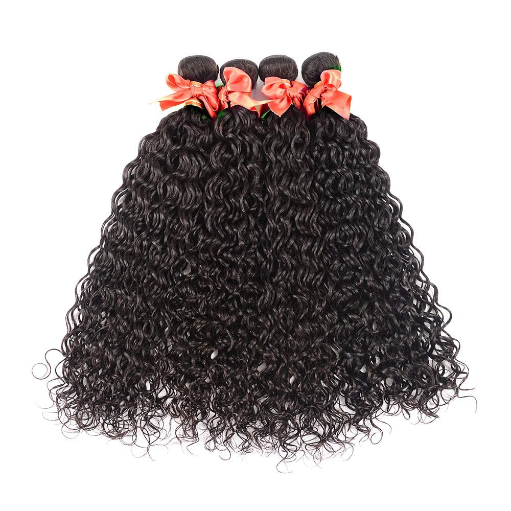 Water Wave Human Hair Bundles 10A Brazilian Virgin Deep Curly Wave Human Hair Bundles 18 20 22 24 Inch Natural Color image 2