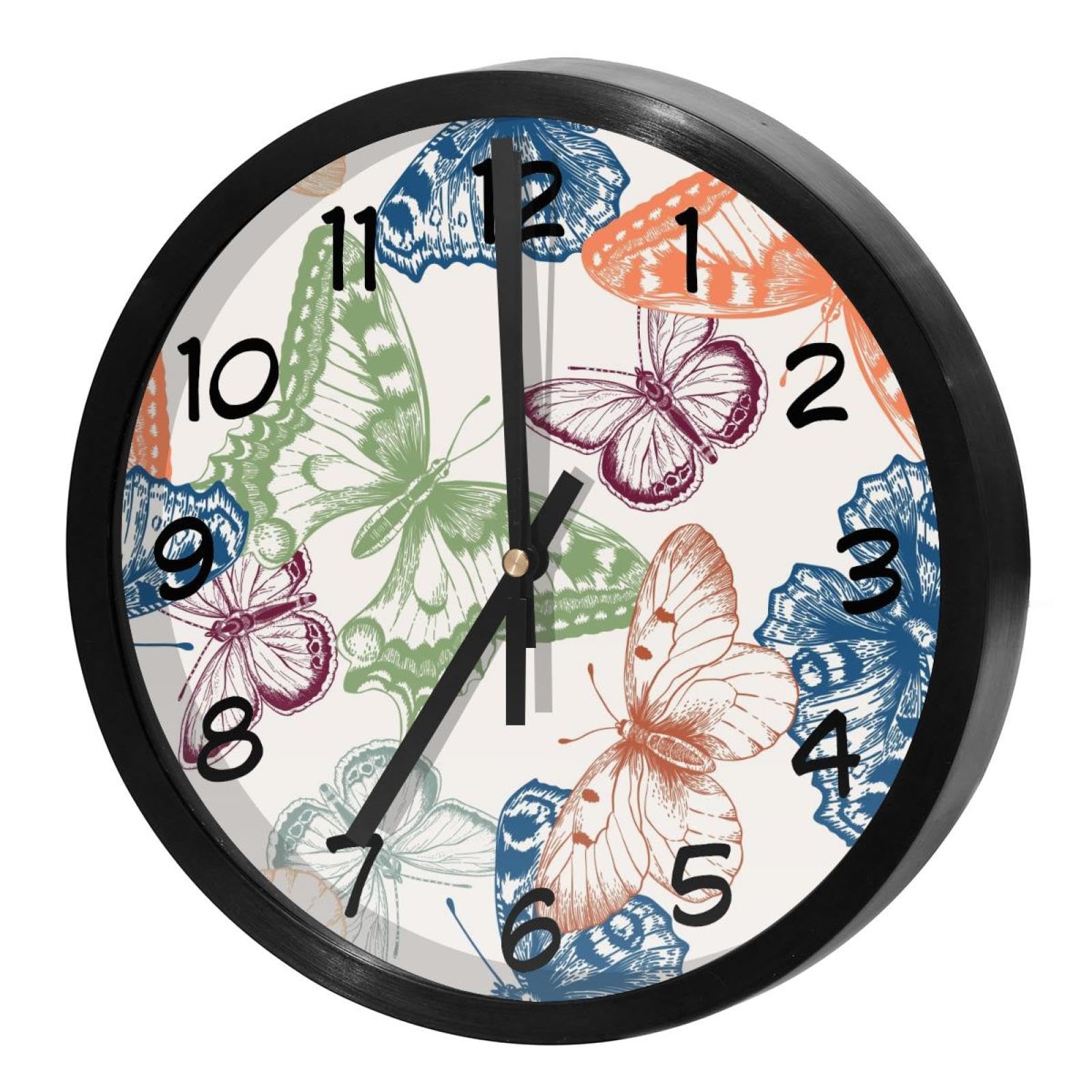 Horloge murale à quartz silencieuse au design papillon pour une finition soignée