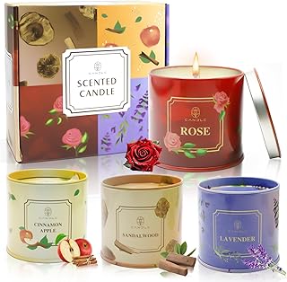 Stocking Stuffer for Women, Scented Candles 4 Pack Soy Wax Long Lasting ...