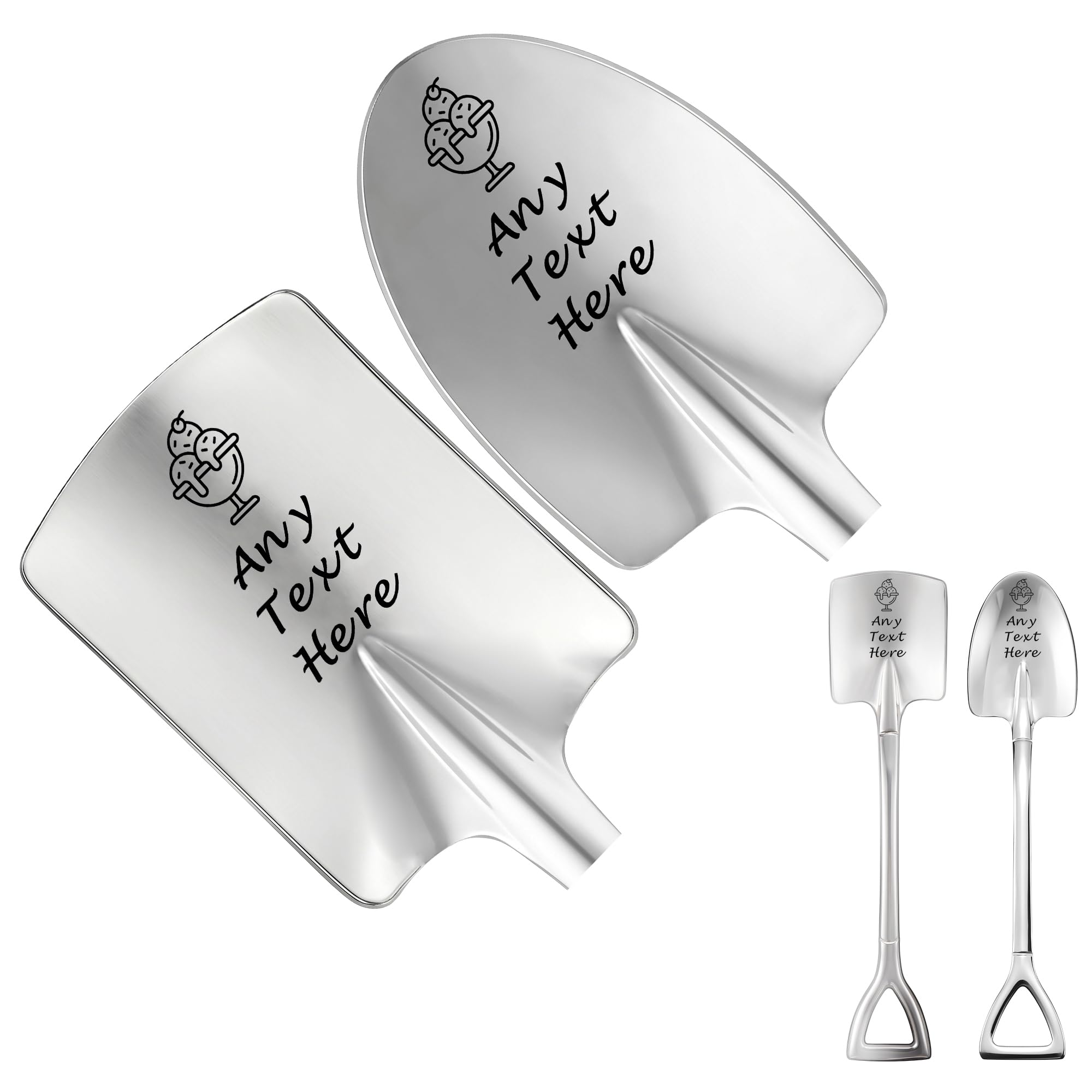 Personalised 2Pcs Ice Cream Scoops Engraved Stainless Steel Ice Cram Shovel for Ice Cream Lover Personalised Gifts for Dad Grandad Women Boyfriend Fathers Day Birthday Christmas (2Pcs, Design 2)
