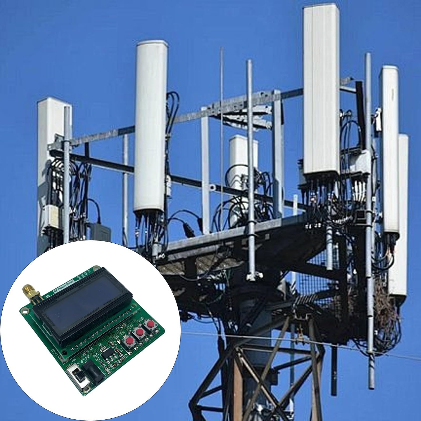 Misuratore potenza digitale LCD -75~16dBm 1-600MHz Misuratore potenza del rilevatore logaritmico con valore attenuazione della radiofrequenza