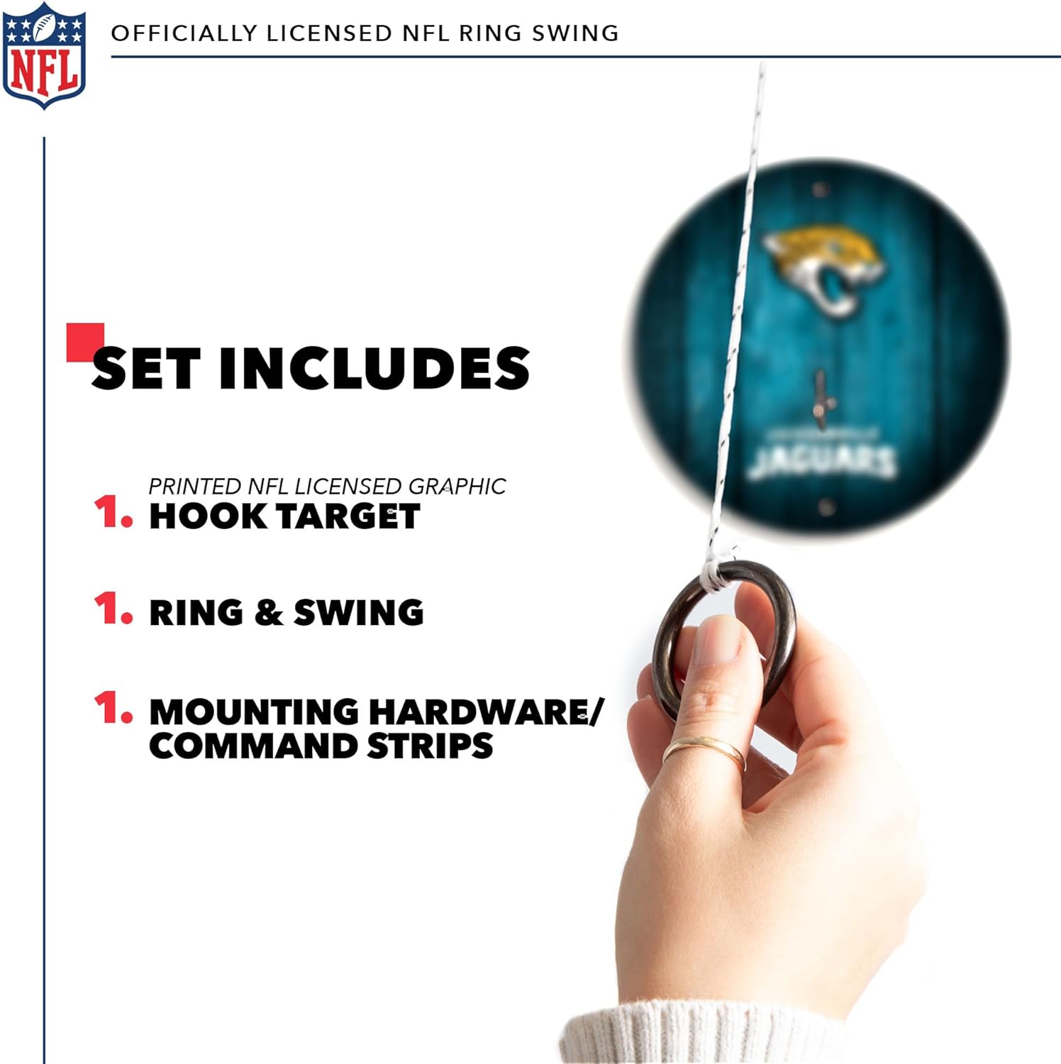 Solid Wood NFL Hook & Ring Toss Set with Direct Print HD Team Graphics – Easy Hang Hook and Ring Toss Target – Great Gift for Any Football Fan! Ring Toss Family Game for a Game Room, bar or Garage!