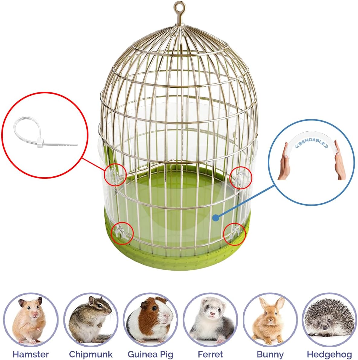 8 Pack Pet Cage Liner with Zip Ties Pet Rabbit Habitat Guinea Pig Cage 8" x 12" Flexible Plastic Side Protection Urine Guard Panels by Marketing Holders