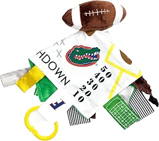 The Learning Lovey Florida University Gators Baby Football Tag Toy - College Baby Sensory Crinkle Toys - Soft & Safe - Ideal Baby Stroller Toy - BPA Free w/Stroller Clip (10