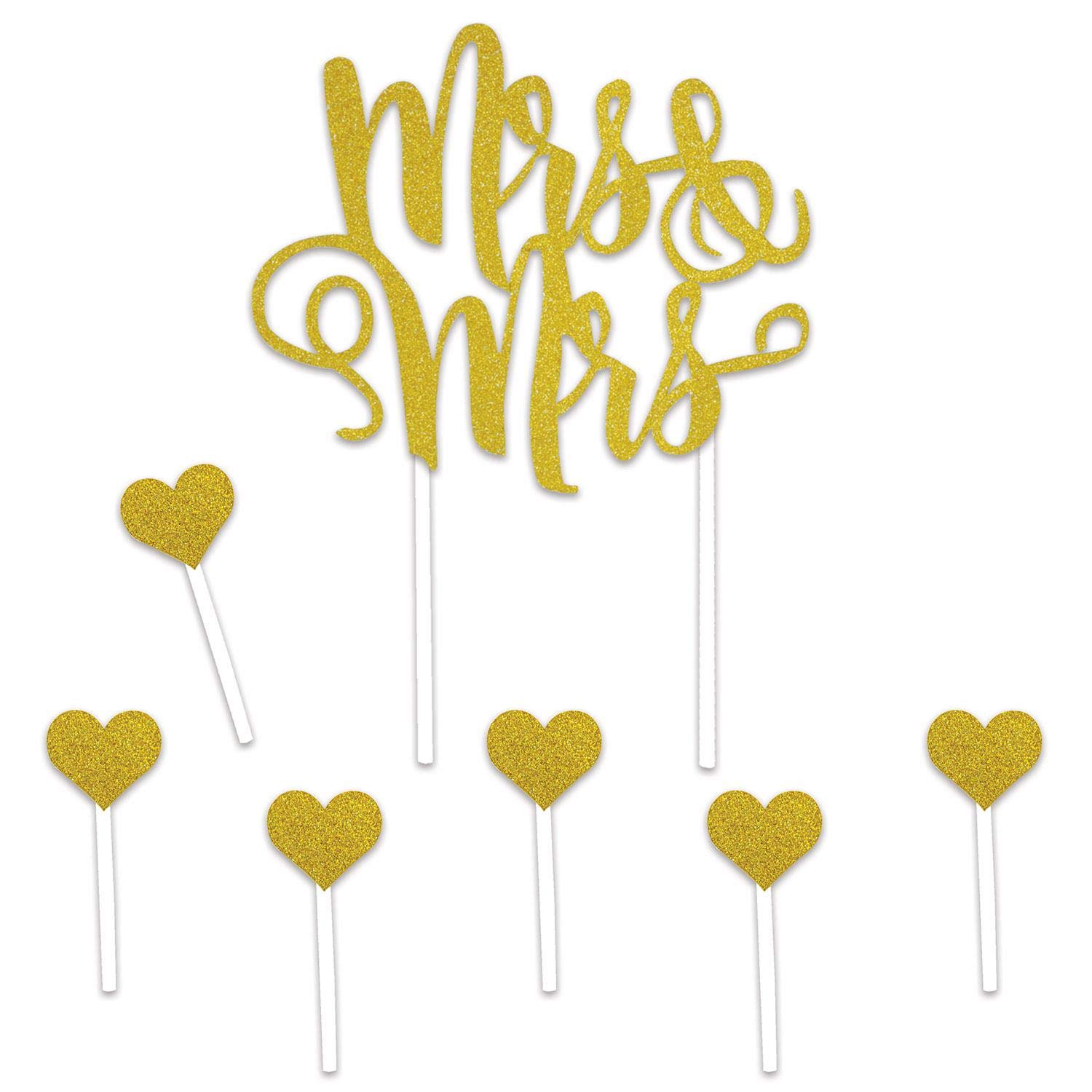 Beistle Cake Topper 53475 Tortenaufsatz and Mrs, 3-teilig, Papier, Gold/Weiß