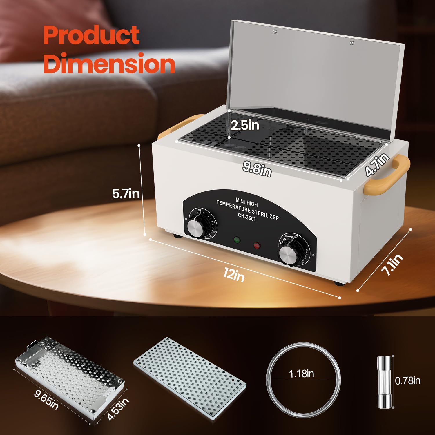 Máquina limpiadora de herramientas de metal de alta temperatura, caja de limpieza de calor seco de 2 litros con ajuste de temperatura y tiempo, gabinete de limpieza con asa, para salón de belleza