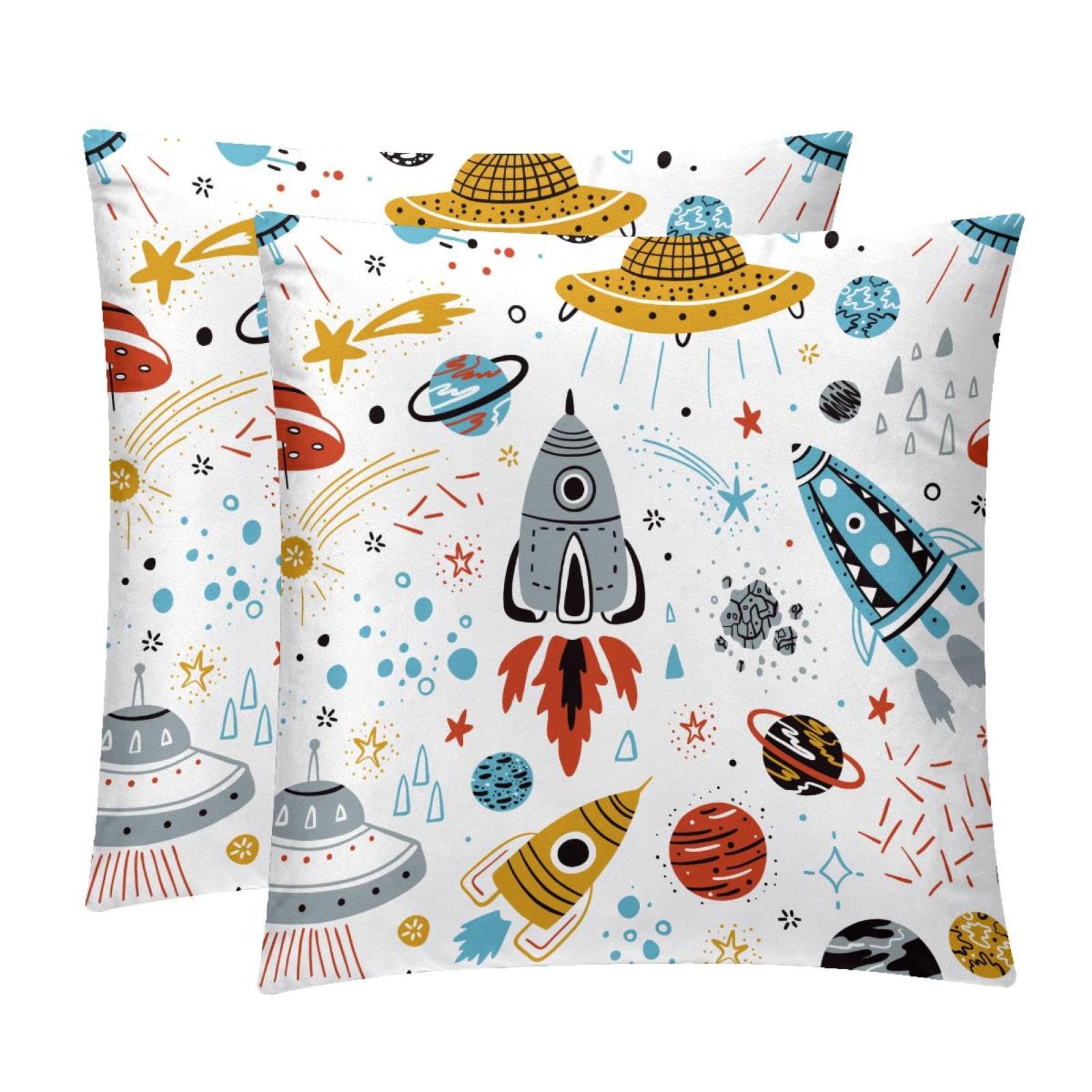 TDGKPZ Space Rockets Throw Pillow Covers 2 Pack Pillowcases Soft Cozy Pillow Cases For Couch Bed Sofa 40x40cm