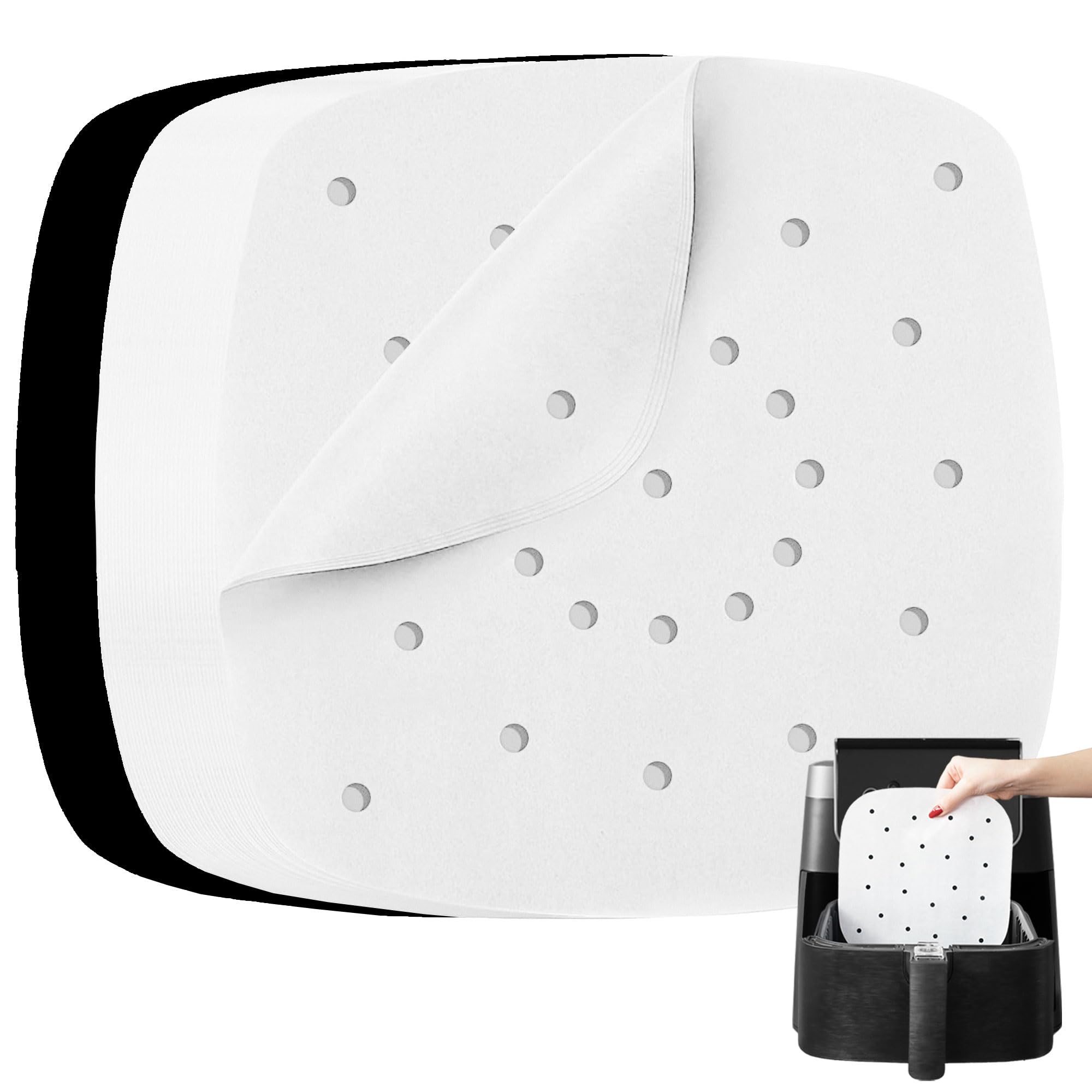 Air Fryer Parchment Paper Sheets, Large Baking Paper Squares Compatible with Chefman, Cosori, Instant Pot, Gowise, Dash Airfryers - Patty Pre-Cut Perforated Liners, Heavy Duty and Non Stick