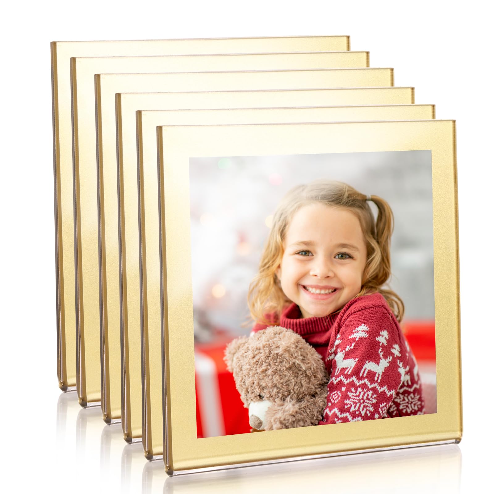 Amazon.com - UNIQOOO 6-Pack Gold-Rimmed Acrylic Fridge Magnet