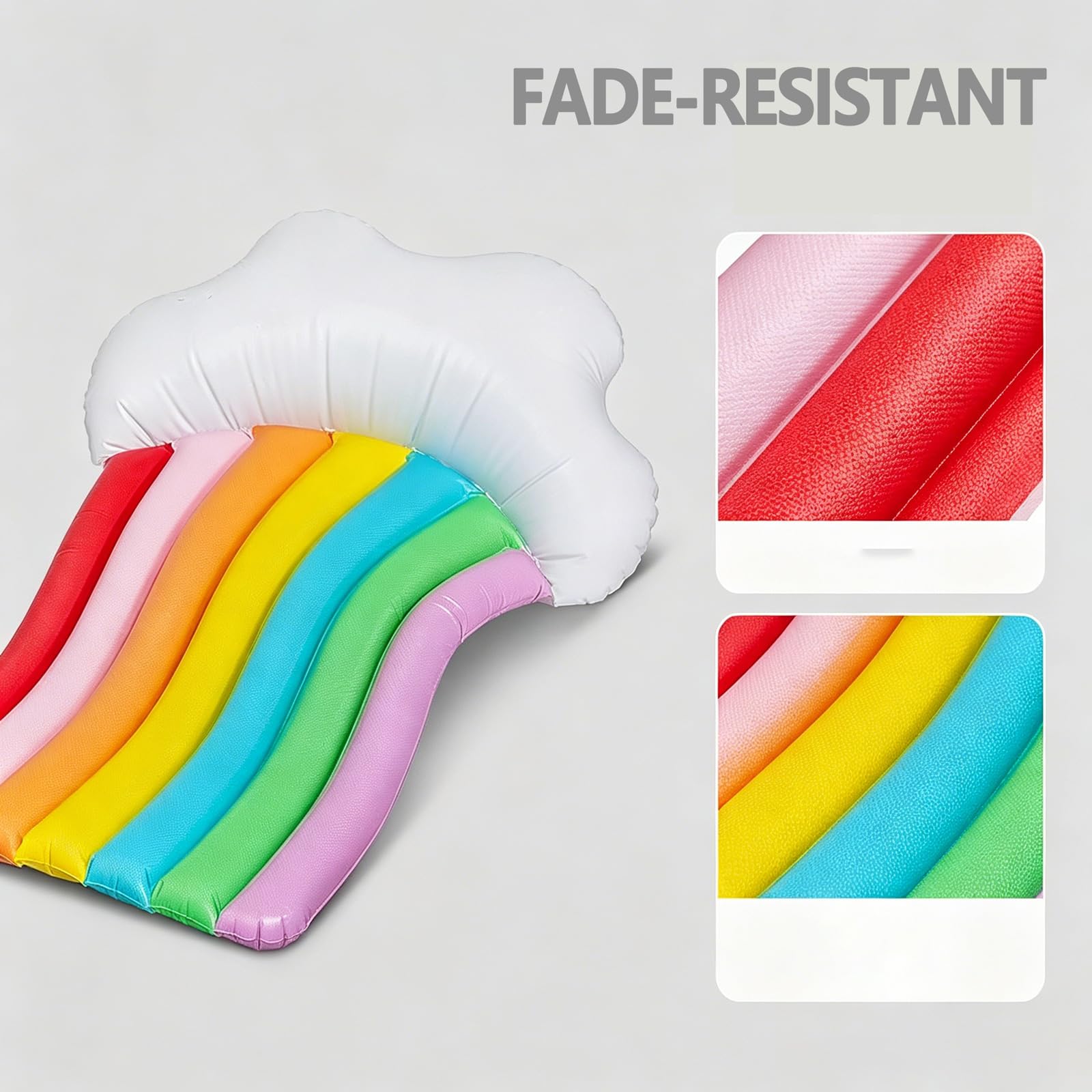 Materassino gonfiabile per piscina in PVC Sedia Galleggiante pieghevole con schienale Portatile Accessori Piscina per Adulti motivi di nuvole arcobaleno per divertimento dell'acqua estate