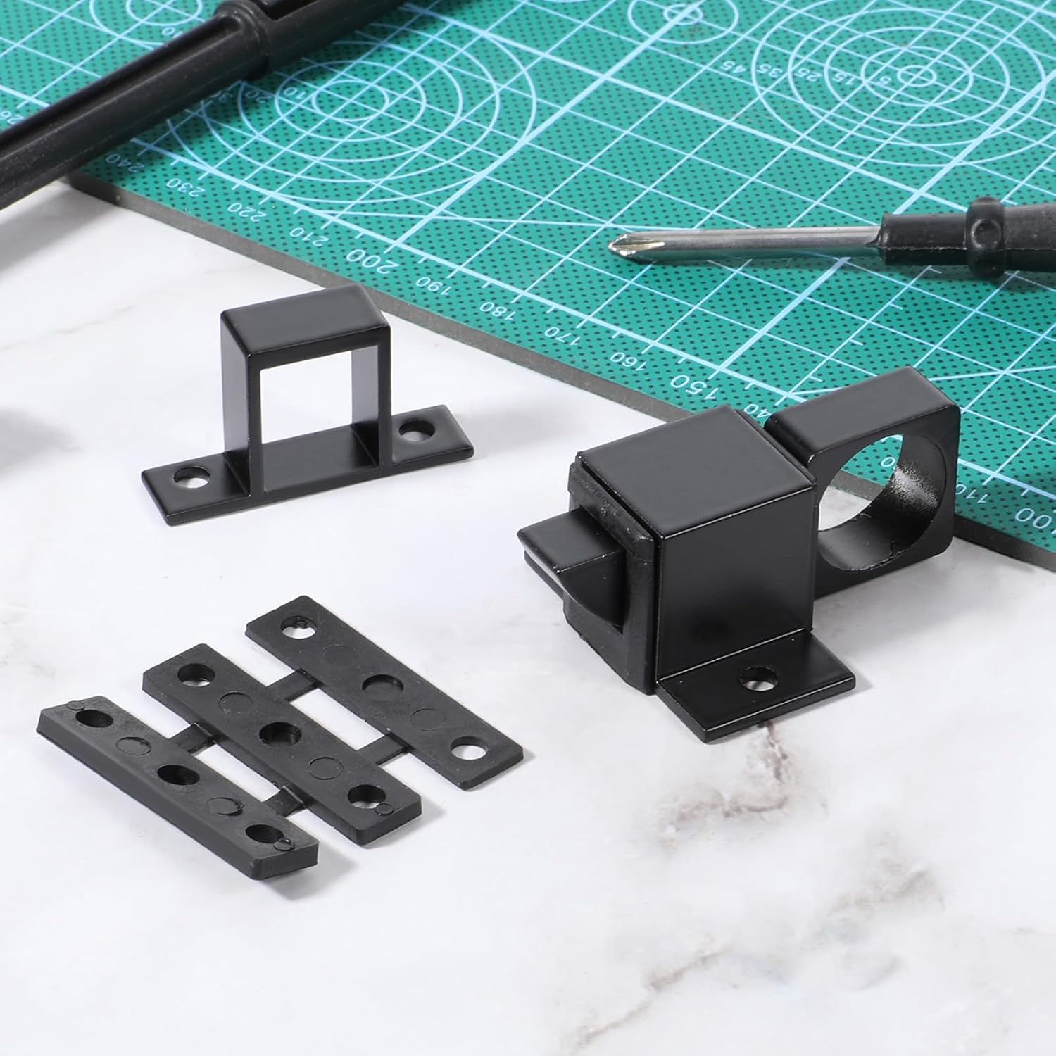 2 Packs Self-Closing Latch Black Spring Door Lockes Black Metal Spring Loaded Latch Security Pull Ring Door Latches Automatic Gate Latchs with Springs Loaded Pin for Cabinet Window Doors Gate Bedroom