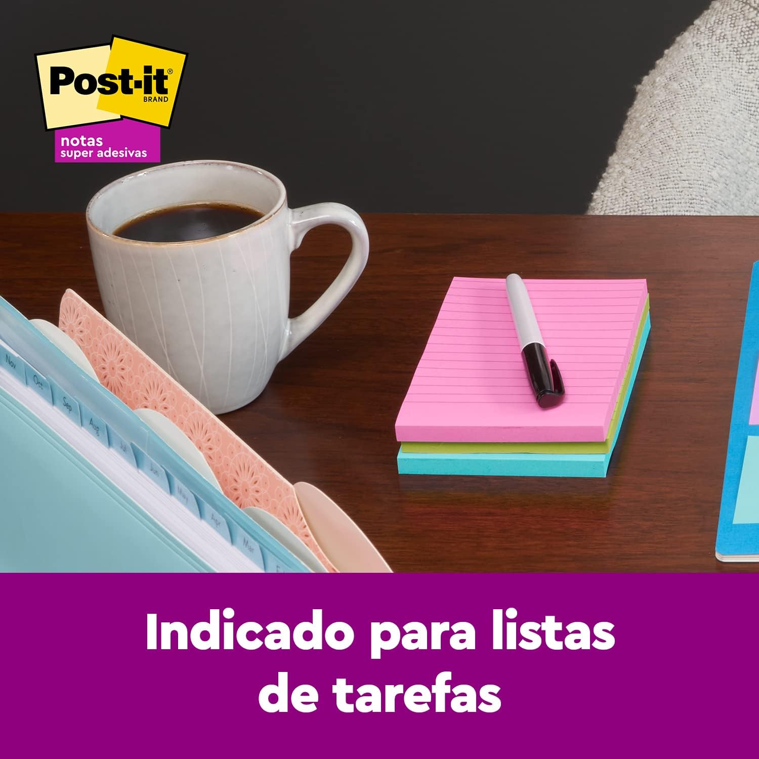 Post-it Super Sticky Notes, 4x6 in, 3 Pads, 2X The Sticking Power, Supernova Neons, Bright Colors, Recyclable, Pack of 12, 36 Pads Total
