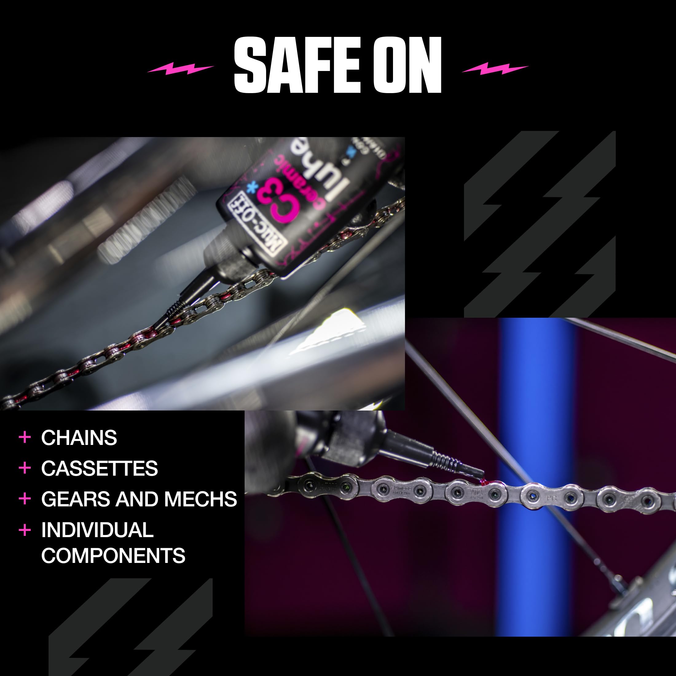 Muc-Off C3 Wet Chain Lube, 300ml – Ceramiczny Smar do Łańcucha Rowerowego, Olej do Łańcucha Rowerowego, Olej do Smarowania Łańcucha – Wosk i Olej do Łańcucha do Mokrych Warunków Pogodowych