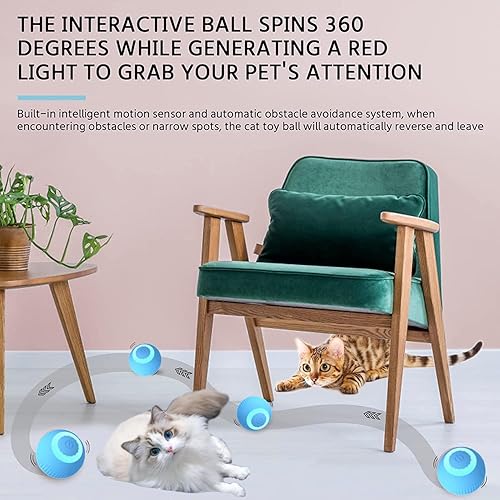 Miniatura 5 de SVIEILLES Wloom Power Ball 2.0 - Juguete interactivo inteligente para gatos, bola rodante móvil automática para gatos de interior, regalo de