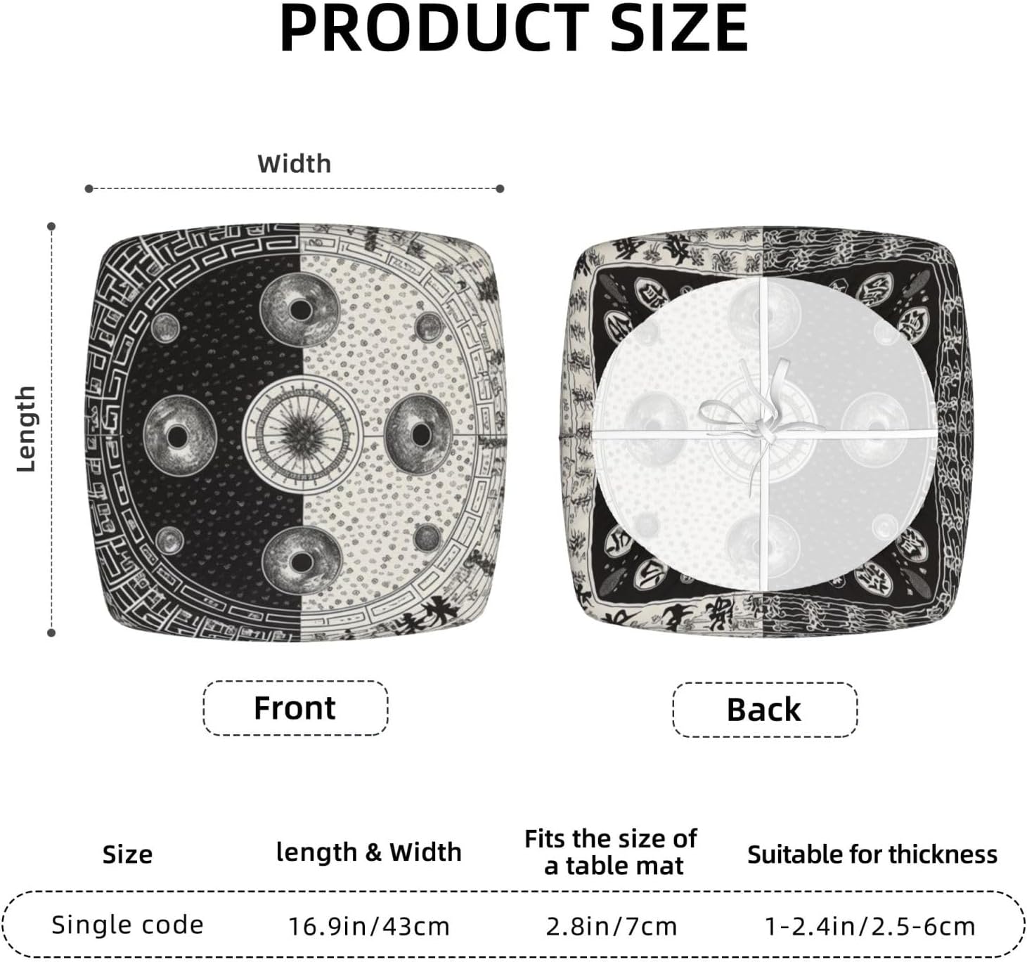 Ying Yang Diagram Print Square Cushion Covers 6 Pcs Set Elastic Non-Slip Seat Cushion Slipcovers Pet Furniture Protectors for Chair, Sofa