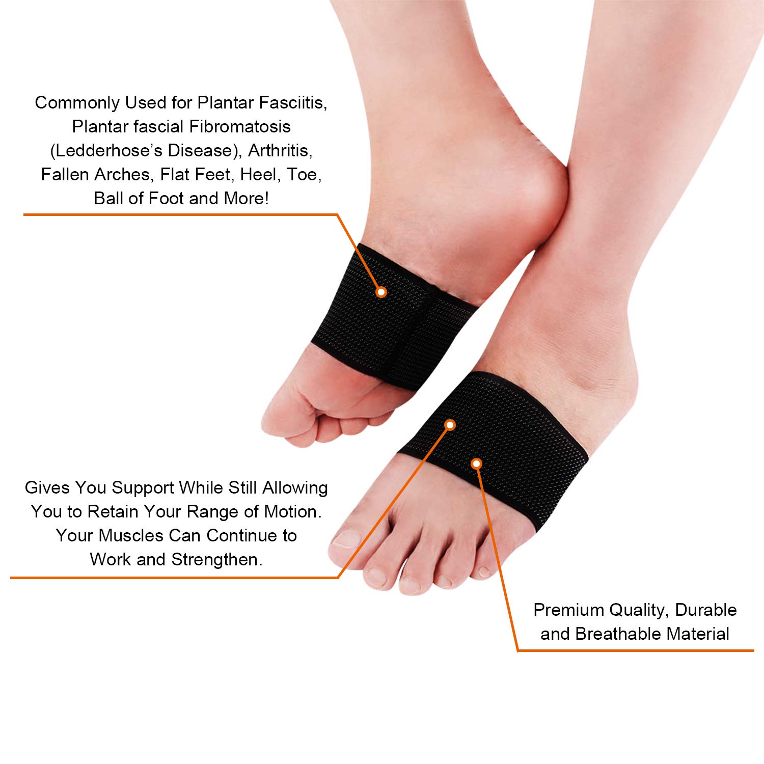 Arch Support, RooRuns Compression Plantar Fasciitis Support Foot Pain Relief for Women Men, Orthotics Foot Wrap for Flat Feet, Fallen Arches, High Arch, 1 Pair, Large 1