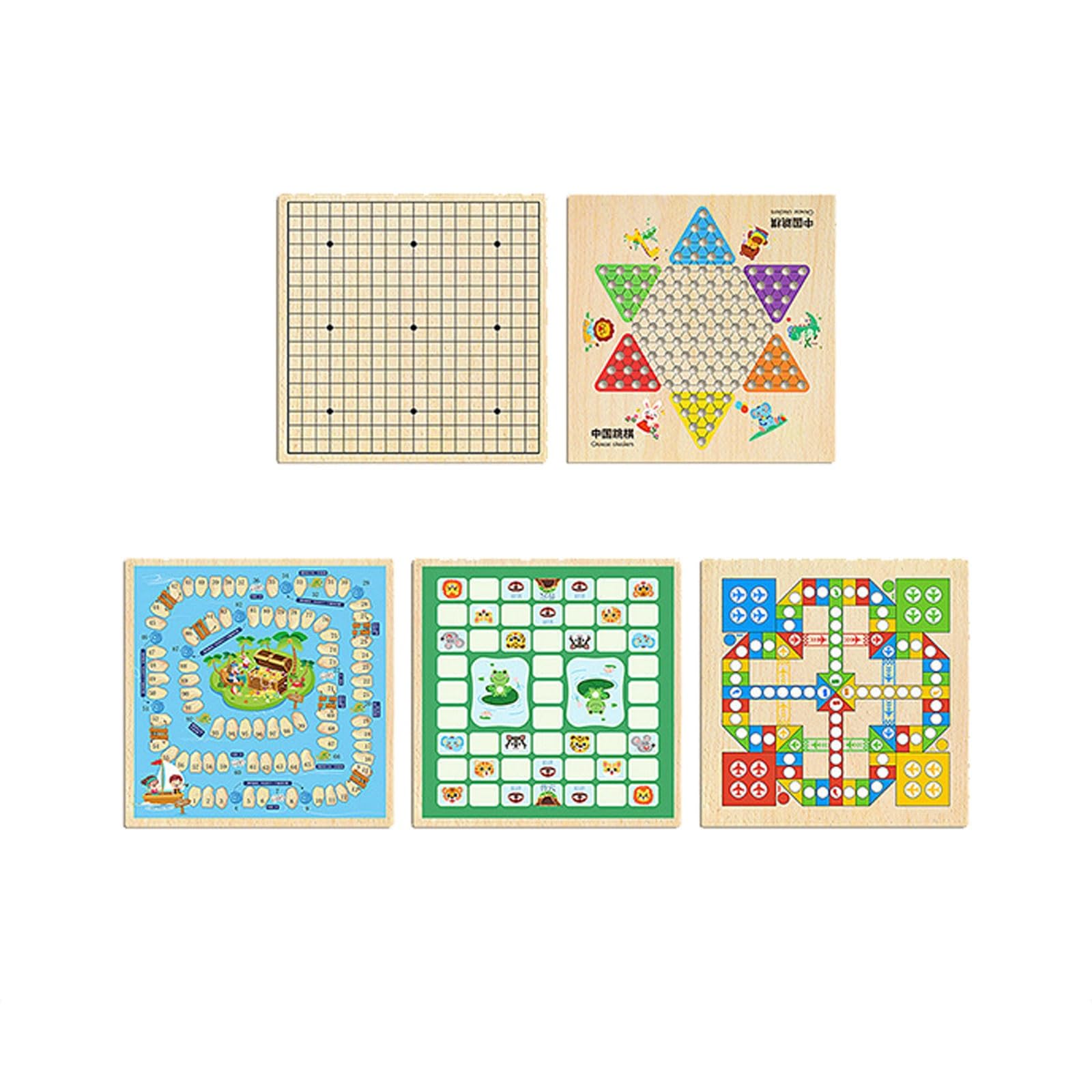 Ajedrez Tablero de ajedrez Interactivo multifunción de Madera Que fomenta la lógica y la imaginación. Juguete Divertido for Viajes y Fiestas Familiares.(5-in-1)