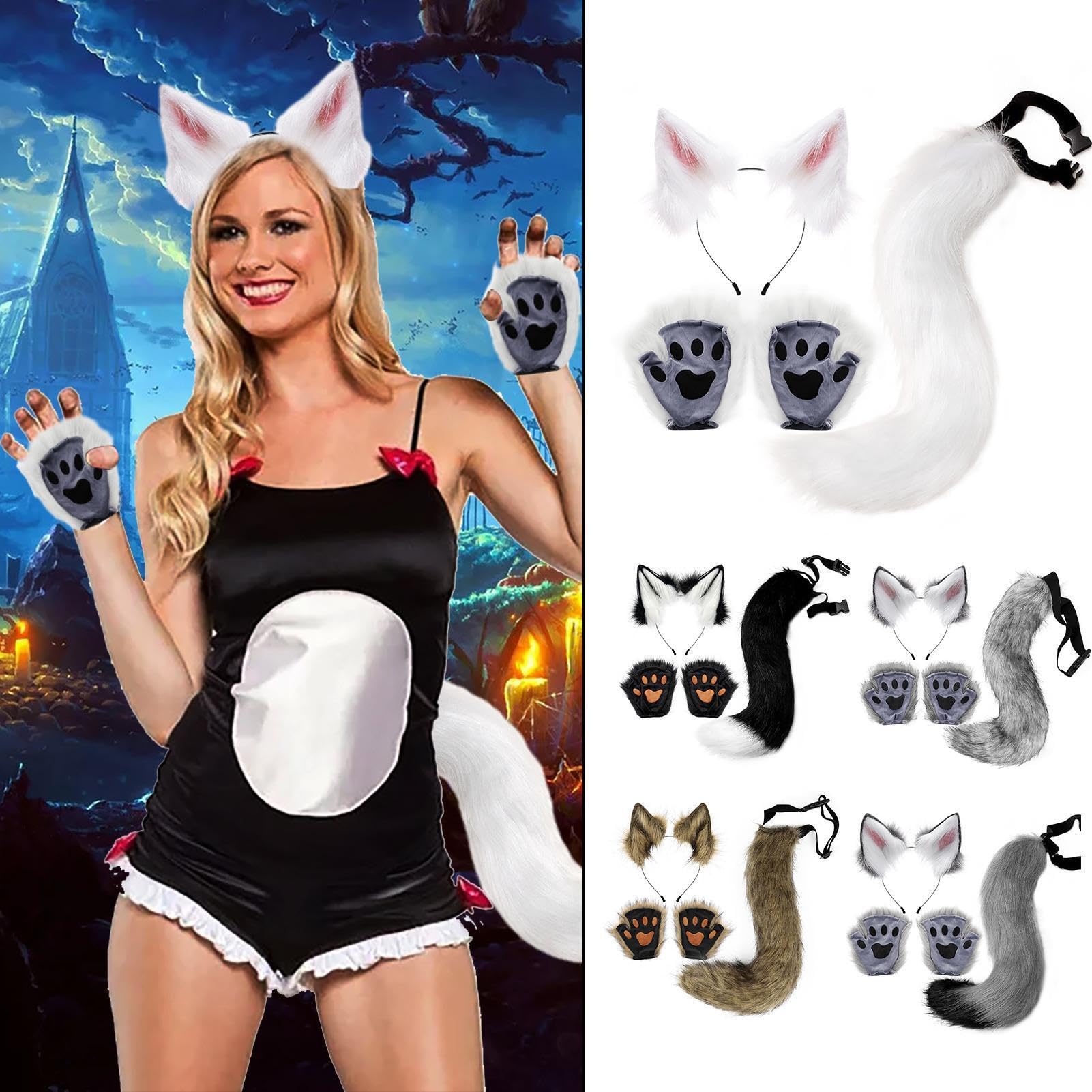 Generico Coda Costume Donna Set Realistico Facile Da Indossare