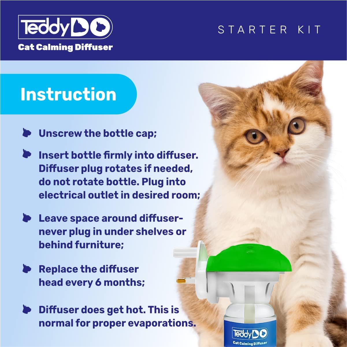 TeddyDo Calming Diffuser Refill for Cats | Pack of Two| 60 Days Kit | Reduce Spraying, Scratching and Other Problematic Behaviors | Calming and Relaxing Effect | 2x48 ml | 5 71Fq80ZWVGL. AC SL1201