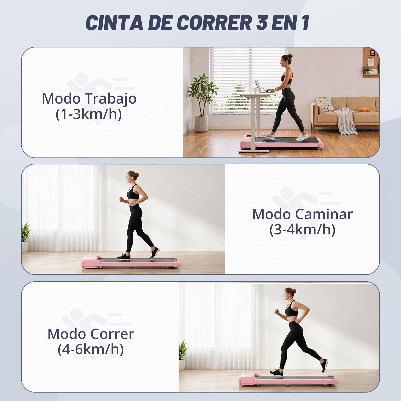 Cinta de Correr/Alfombrilla para Caminar con Motor silencioso para Uso doméstico, Pantalla y Control LED, diseño Que Ahorra Espacio para Caminar y Correr, Alta Capacidad de Carga.
