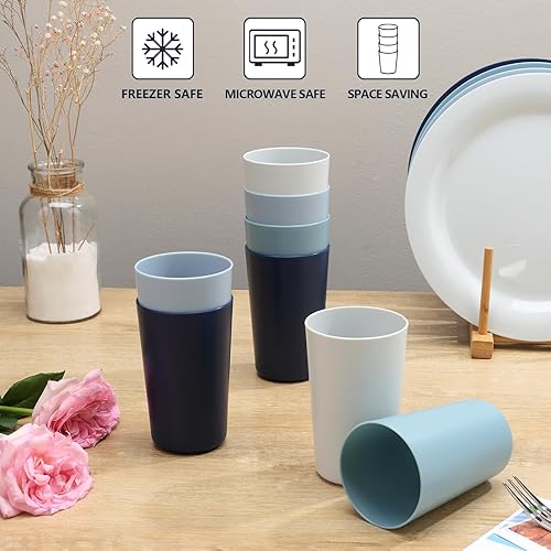 Miniatura 4 de BEWOS Juego de platos llanos, 10.2 pulgadas (4 piezas) y 7.5 pulgadas (4 piezas) platos irrompibles, vajilla sin BPA, platos reutilizables para