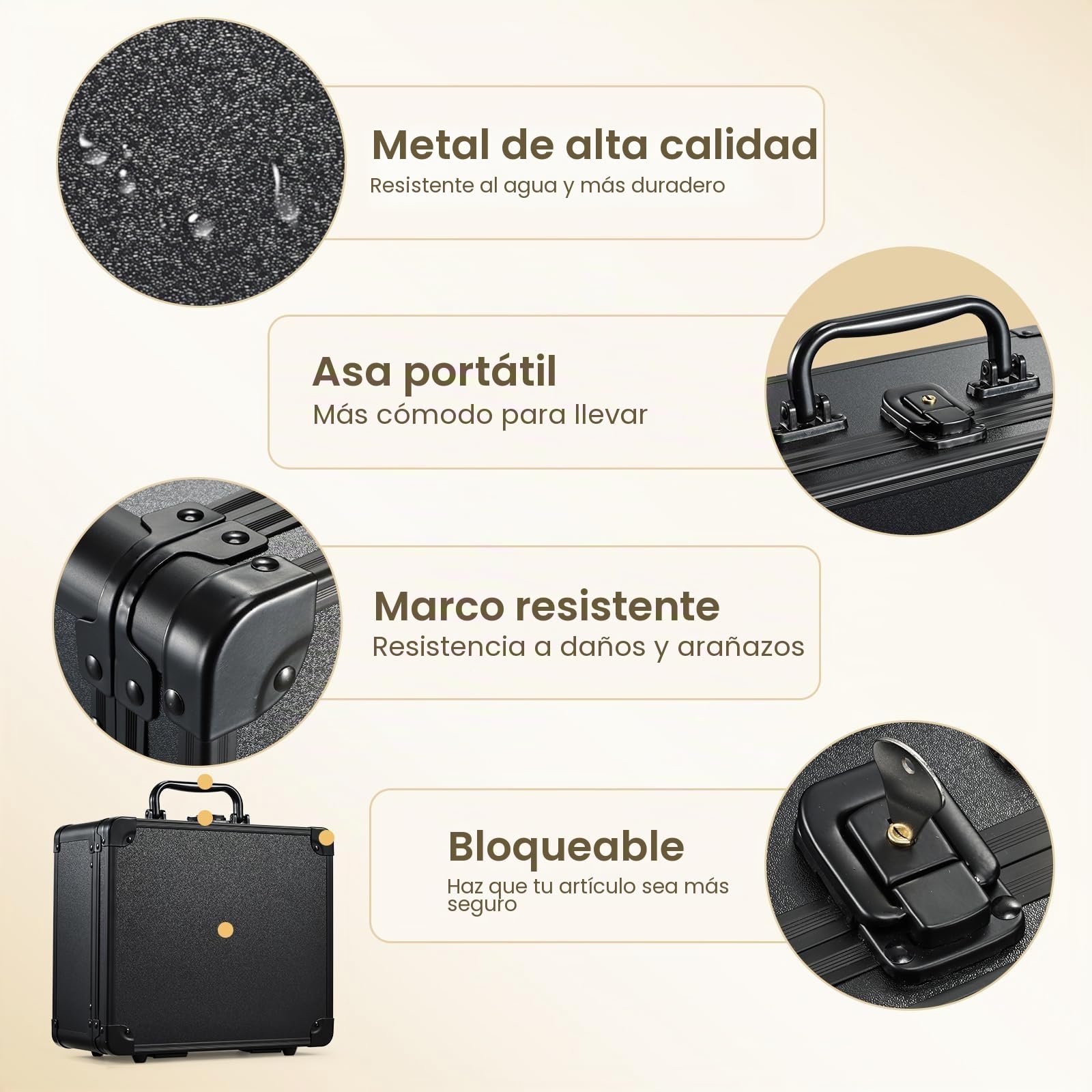 Maletin Maquillaje con LED Grande Maletín Organizador Maquillaje portátil de Cuero PU Estuche Maquillaje con Espejo extraíble Neceser Maquillaje con Soporte para brochas de Maquillaje, Negro