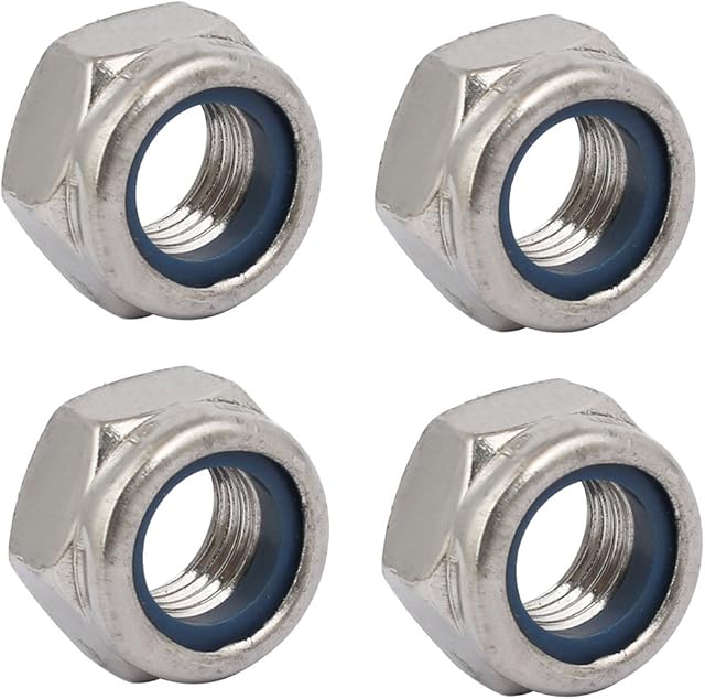 sourcingmap 4pcs M12 x 1.5mm Pitch Metric Fine Thread 304 Stainless Steel Hex Lock Nuts