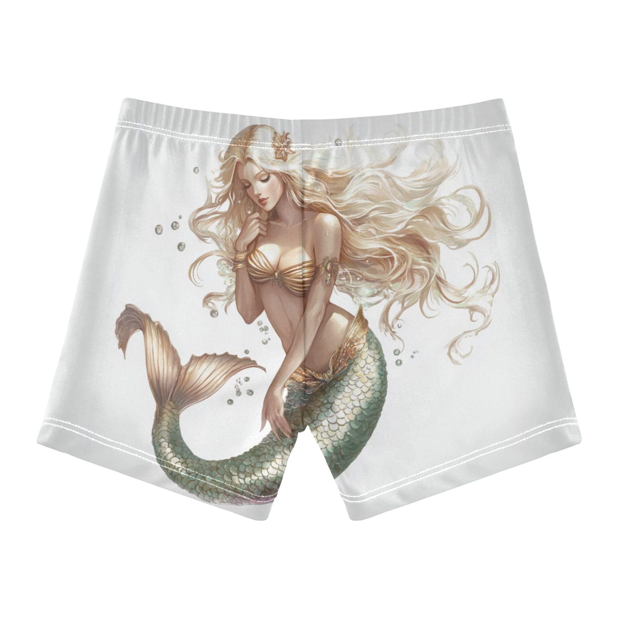 Beautiful Mermaid Girl Painting Boys Swim Trunks Kid's Swim Pants Swim Shorts Bathing Suit Swimsuit Swimwear