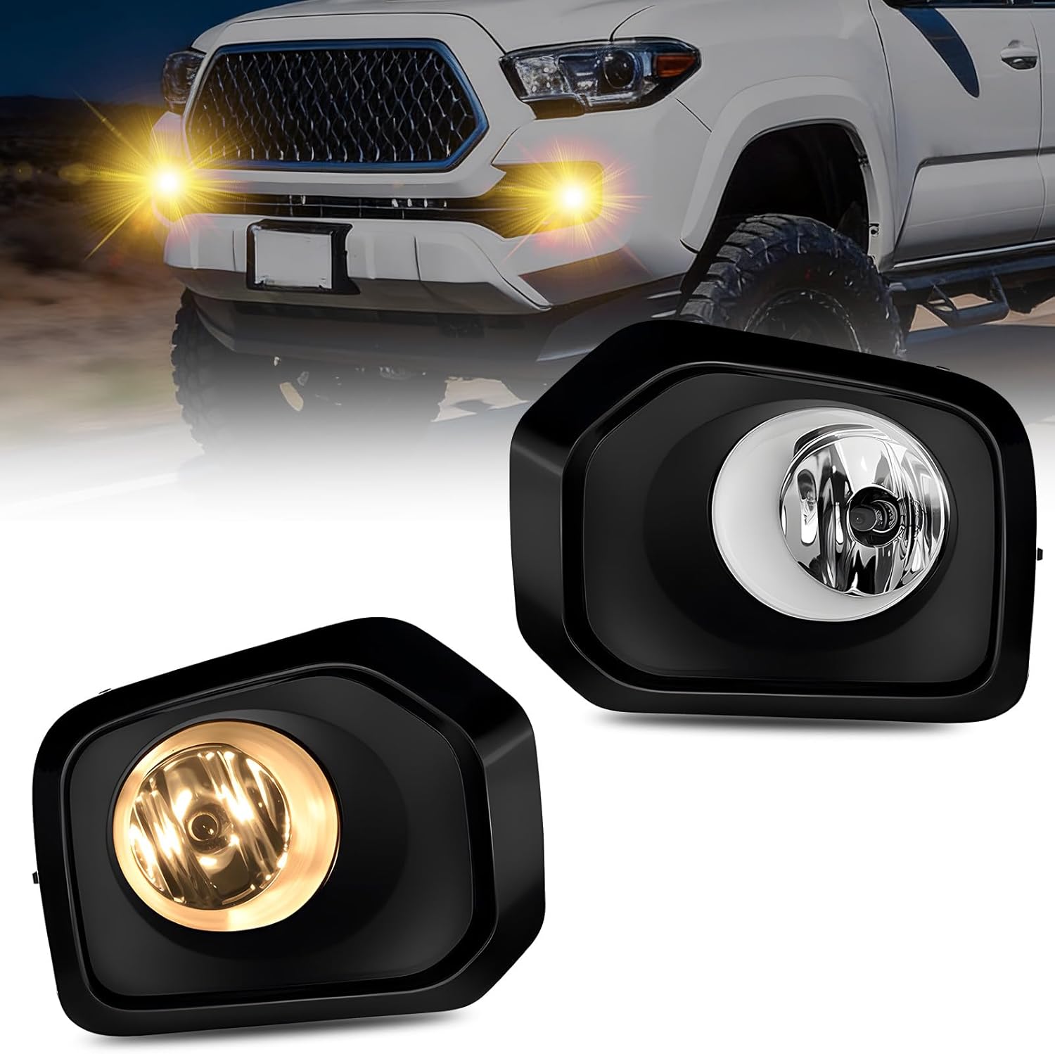 Fog Lights Assembly Kit Compatible with 2016-2023 Toyota Tacoma (SR, SR5 Models Only) - 1 Pair Bumper Driving Lamps with H11 55W Halogen Bulbs