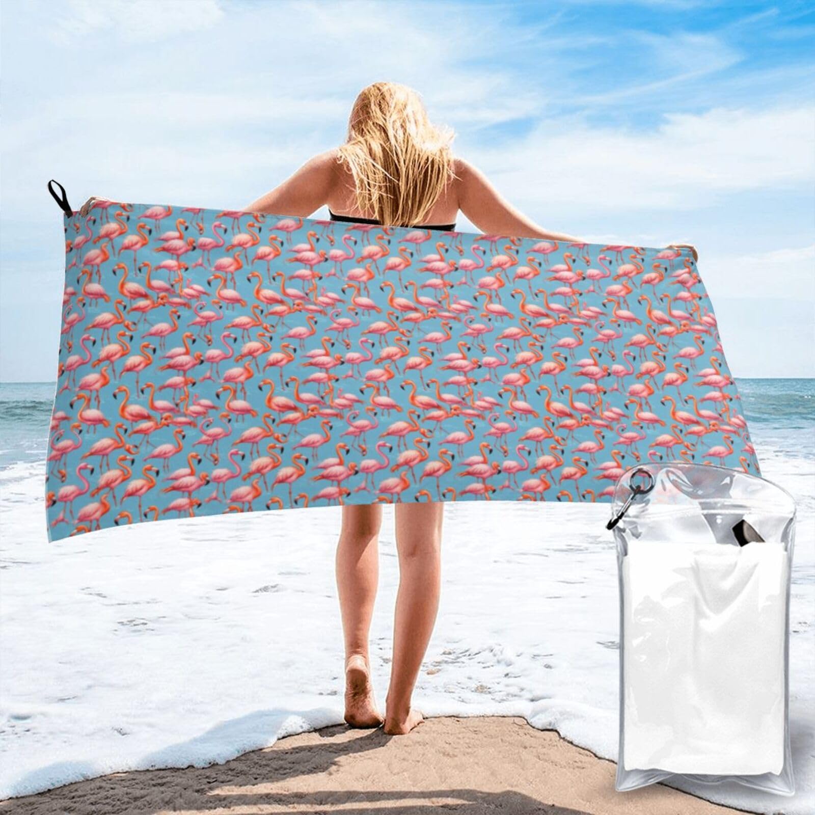 pojknbv Flamingo Print Travel Gym Towel For Beach Camping Hiking Yoga Lightweight Reusable Versatility