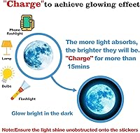 Vista 2 de 492Pcs Glow in The Dark Stars for Ceiling Glow in The Dark Moon and Space Wall Decals Glowing Galaxy Universe Planet Wall Stickers Ceiling