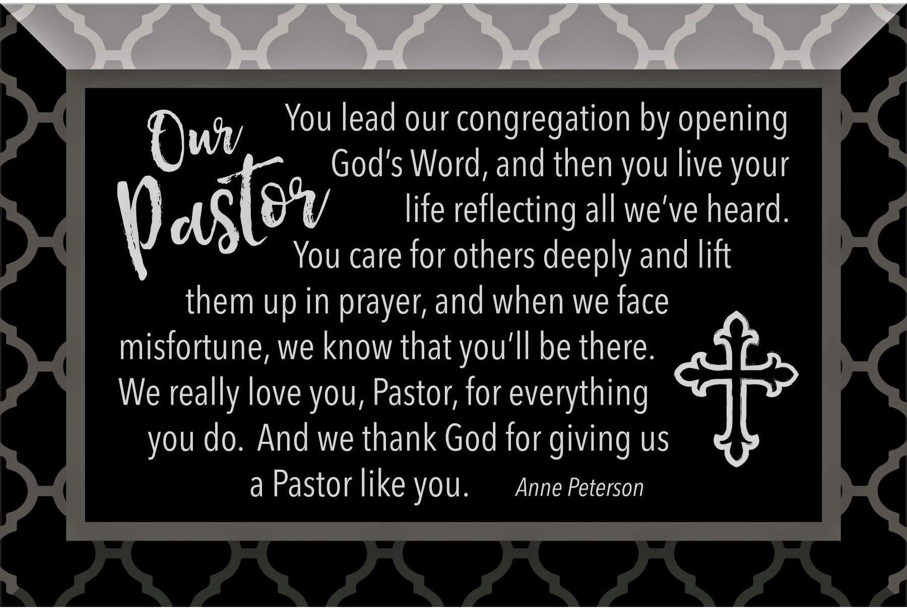 DexsaPastor Glass Plaque - Made in the USA - 4"x6" - Classic Tabletop Decoration | Easel Back | You lead our congregation by opening God's Word, and then you live your life reflecting all we've heard