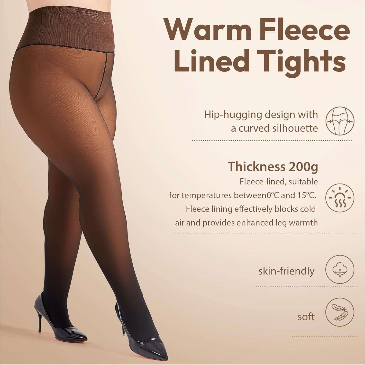 High Waist Fleece Lined Tights Women Plus Size,Fake Translucent Winter Warm Thermal Pantyhose Leggings for Winter - Image 5