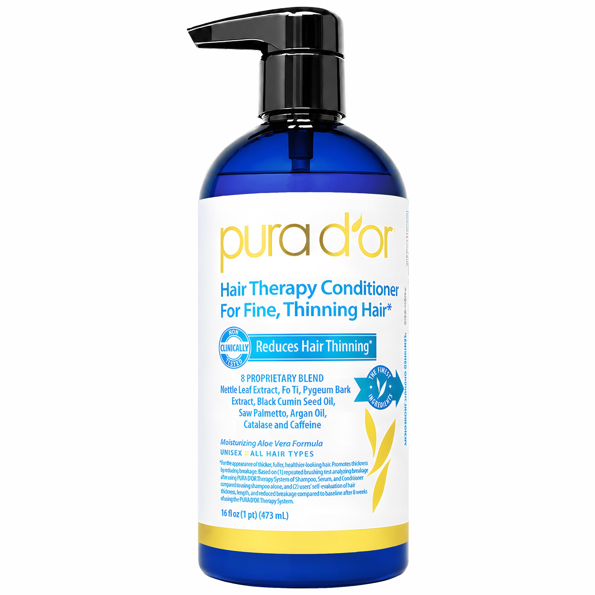 PURA D'OR Hair Thinning Therapy Conditioner for Fuller-Looking Volume, 16oz