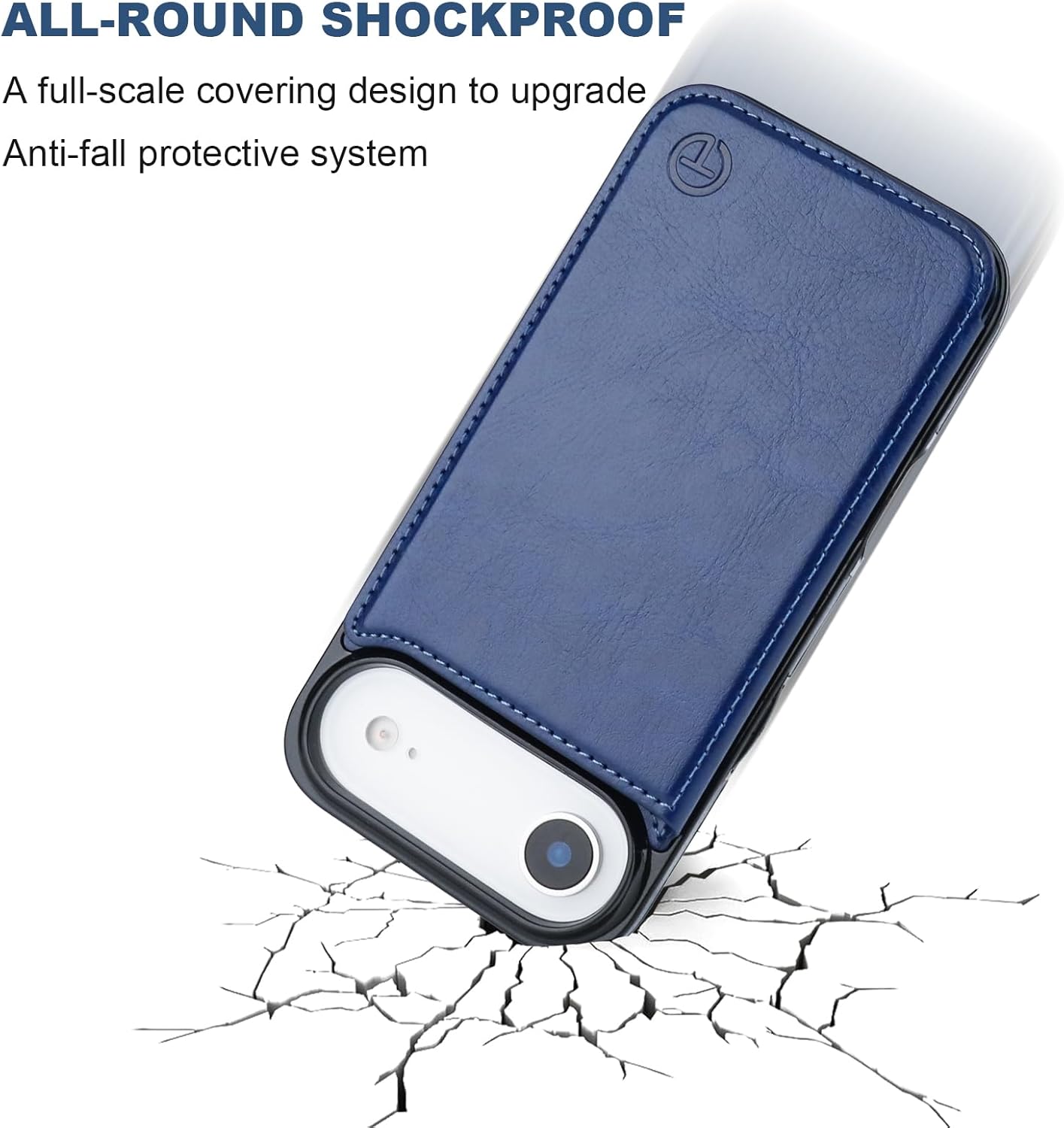 ONETOP Compatible with Magsafe for iPhone 17 Air Wallet Case with Card Holder, PU Leather Kickstand RFID Blocking Case, Double Magnetic Clasp and Durable Shockproof Cover 6.5 Inch (Blue)
