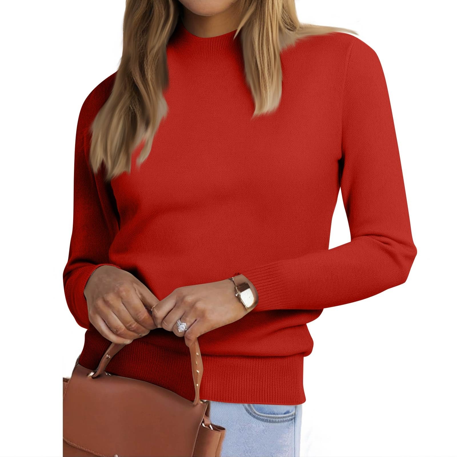 Sweaters for Women 2025 Fall Long Sleeve Classic Crew Neck Pullover Sweaters Loose Dressy Casual Basic Clothes