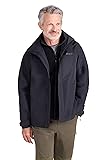 Mountain Warehouse Fell Mens 3 in 1 Water Resistant Jacket - Adjustable Coat, Packaway Hood, Detachable Inner Fleece, Many Pockets - Spring Summer, Outdoors L Black