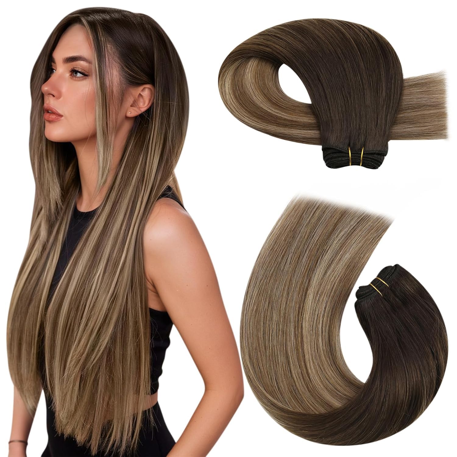 Moresoo Echthaar Weft Extensions Tressen Extensions Echthaar