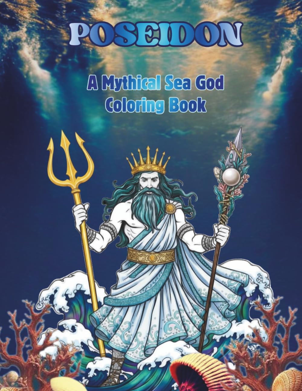 Poseidon: A Mythical Sea God Coloring Book – Explore the Power, Waves & Ocean Mythology: Dive into Ocean Mythology with 60 Stunning Illustrations of Waves, Tridents, and Sea Creatures