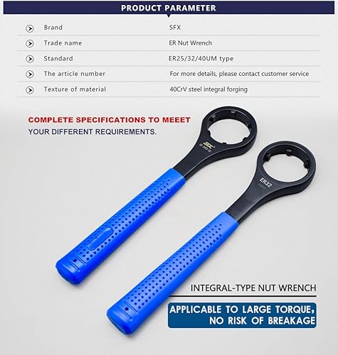 Miniatura 2 de US STOCK - Llave de pinza ER40 de tamaño preciso funciona en tuerca tipo ER40 UM. Llave integral tipo ER40 a prueba de óxido y resistente al desgaste