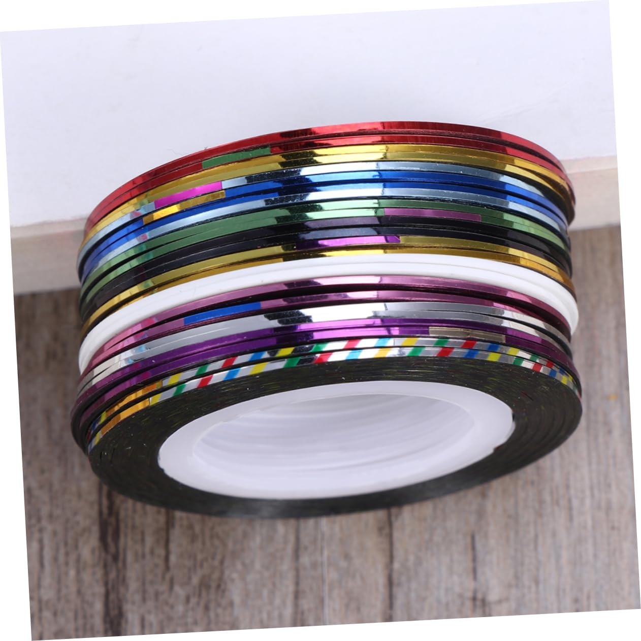 Beatifufu Nail Art Adhesive Strips 30 Pack of Silver Gold DIY Sticker Rolls for Manicure (0.8mm 20m)