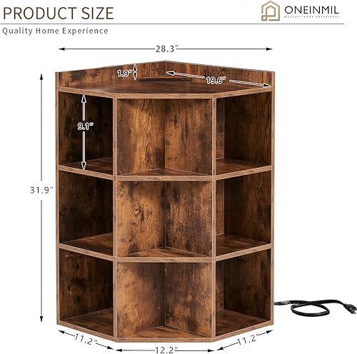 Miniatura 3 de oneinmil Armario esquinero almacenamiento de esquina de madera con USB y tomas gabinete de almacenamiento de juegos de mesa diseño triangular