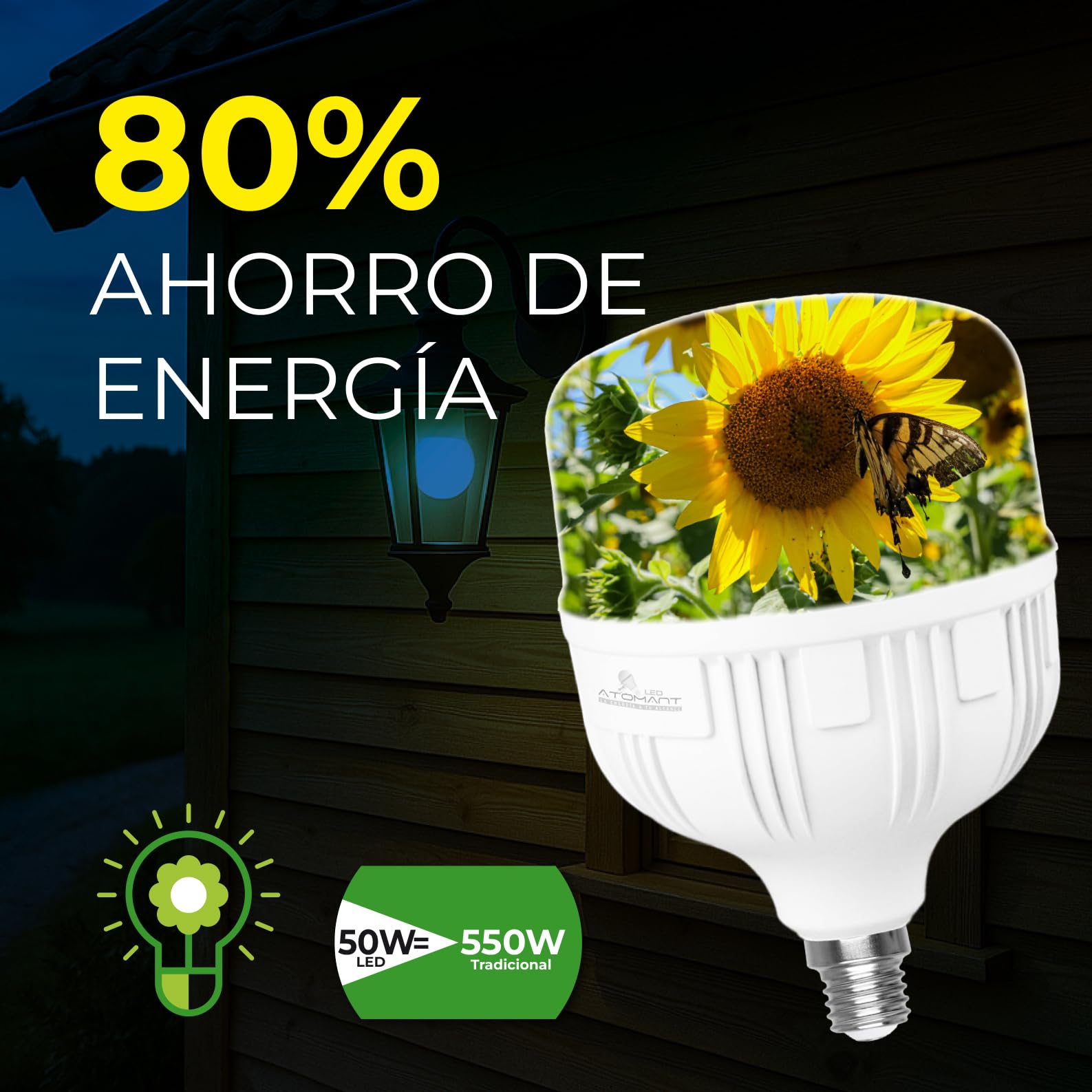 LED ATOMANT 5x LED Lampe E27 T120 50W Kaltweiß 5500lm | Großer Sockel, 6500K