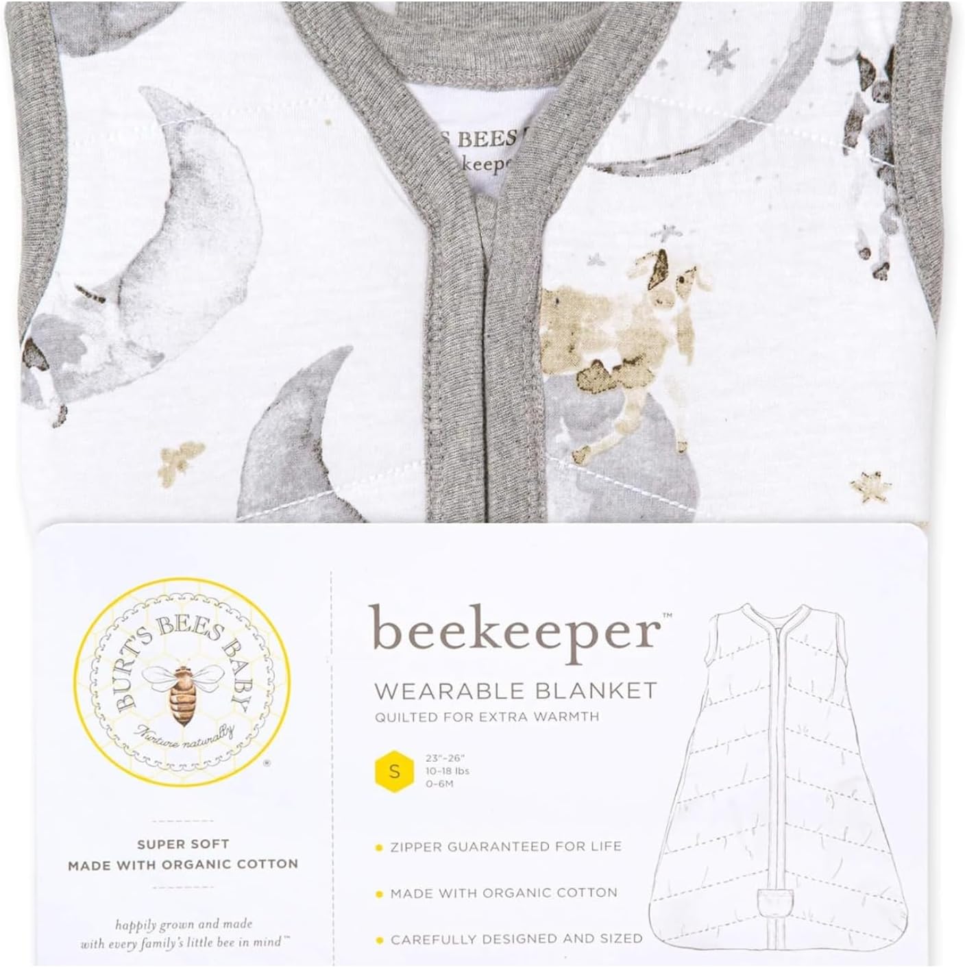 Burt's Bees Baby unisex-baby Beekeeper Wearable Blanket, 100% Organic Cotton, Swaddle Bag - Image 4