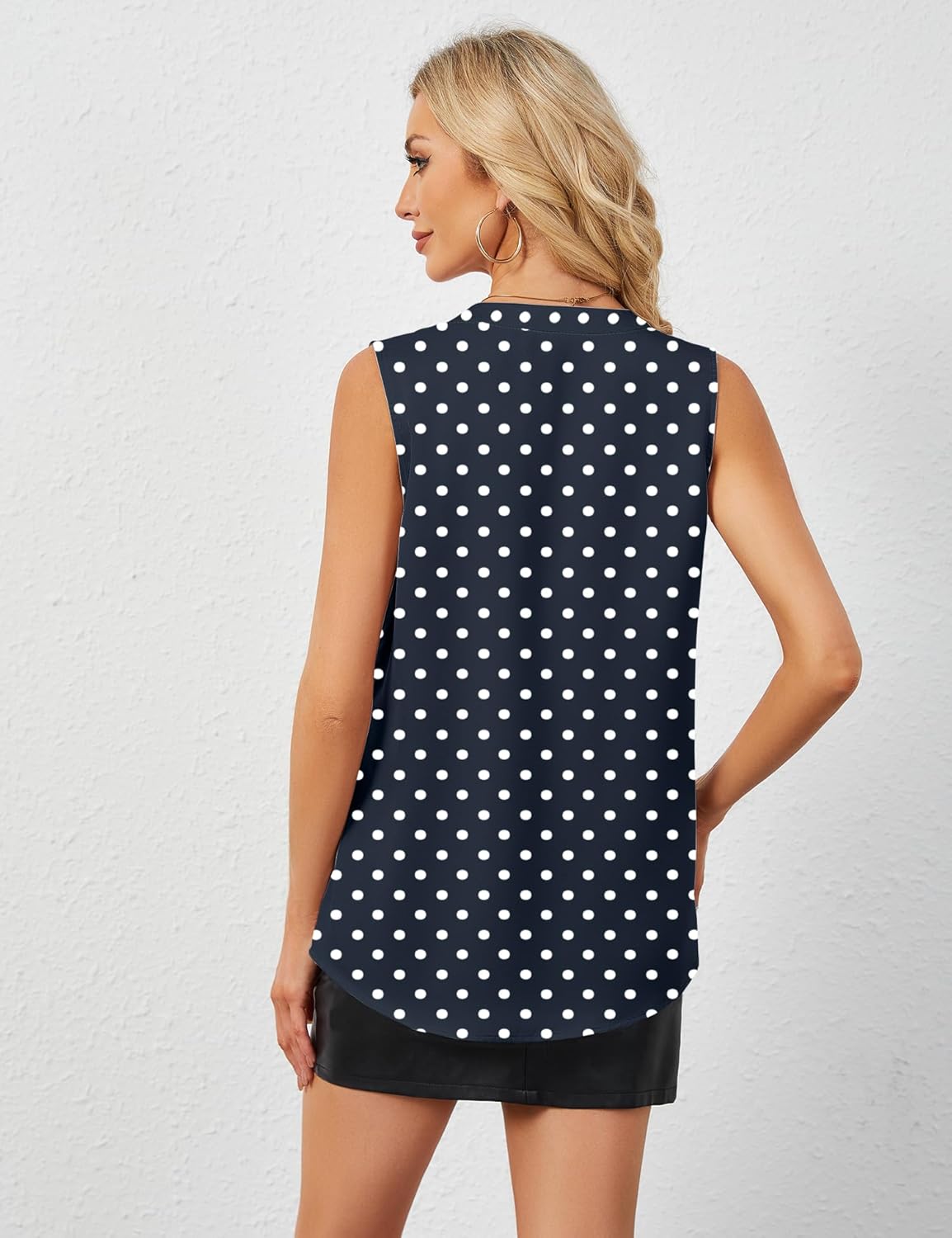 Rapbin Women's Silk Tank Tops V Neck Pleated Sleeveless Satin Blouses Spring Business Work Shirts - Image 6