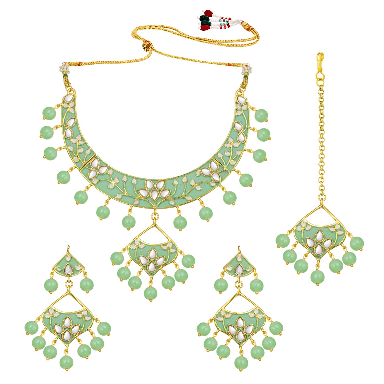 Peora Gold-plated Brass and Kundan Necklace Set for Women & Girls (Red) (B07J45LP47) Amazon Price History, Amazon Price Tracker